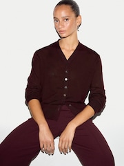Jigsaw Red Fine Merino Cardigan Top - Image 1 of 5