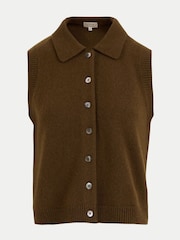 Jigsaw Brown Compact Wool Collar Waistcoat - Image 5 of 5