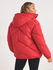Simply Be Red Chevron Padded Short Coat - Image 2 of 4