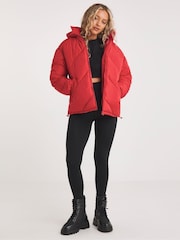 Simply Be Red Chevron Padded Short Coat - Image 3 of 4