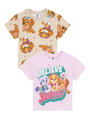 Vanilla Underground Brown Girls Multi Paw Patrol 100% Cotton T-Shirts 2 Pack - Image 1 of 5