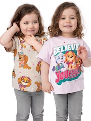 Vanilla Underground Brown Girls Multi Paw Patrol 100% Cotton T-Shirts 2 Pack - Image 4 of 5