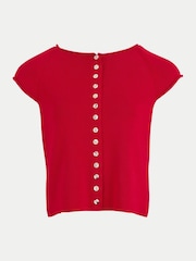 Jigsaw Red Cotton Button Knitted Top - Image 5 of 5