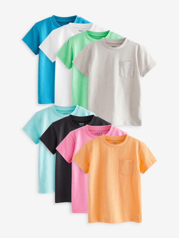 Multi 100% Cotton Short Sleeve T-Shirts 8 Pack (3mths-7yrs) - Image 1 of 11