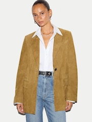 Jigsaw Brown Suede Tailored Jacket - Image 1 of 5