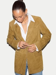 Jigsaw Brown Suede Tailored Jacket - Image 3 of 5