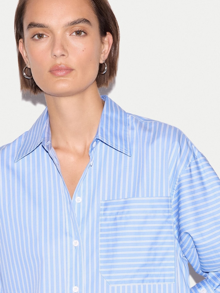 Jigsaw Blue Oversized Stripe Shirt - Image 2 of 5