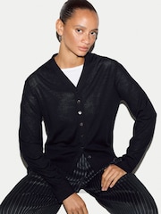 Jigsaw Blue Fine Merino Cardigan Top - Image 1 of 4