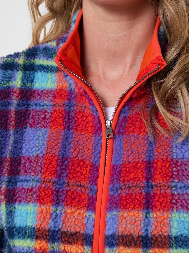 Joe Browns Red Harriet Checked Zip Through Fleece - Image 2 of 5 Joe Browns Red Harriet Checked Zip Through Fleece - Image 2 of 5