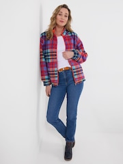 Joe Browns Red Harriet Checked Zip Through Fleece - Image 3 of 5
