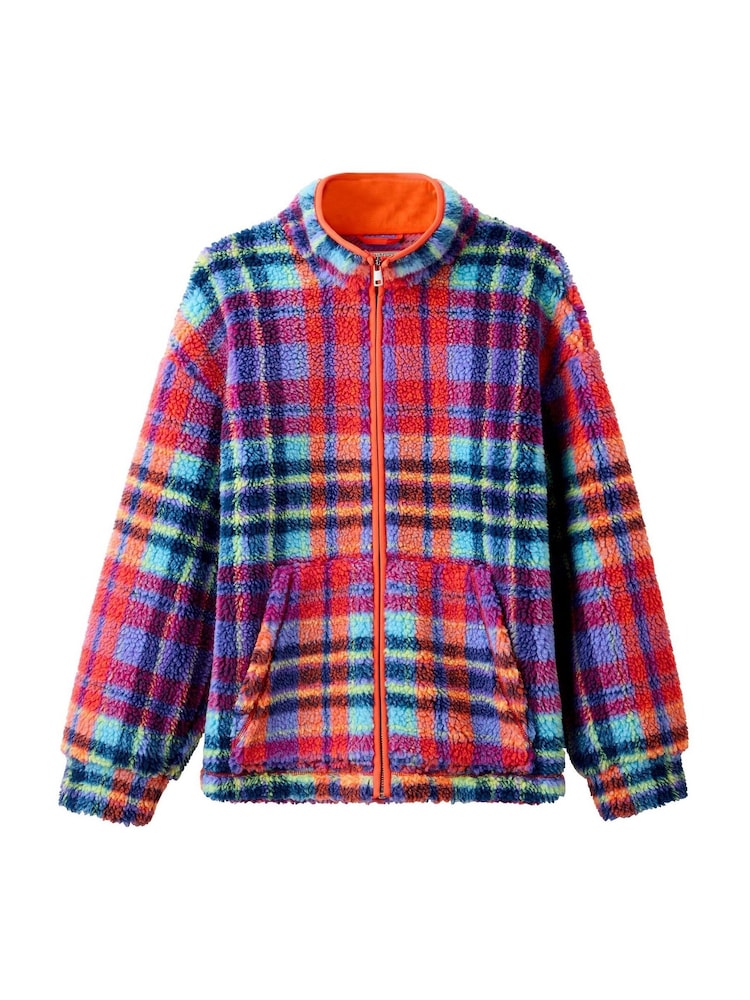 Joe Browns Red Harriet Checked Zip Through Fleece - Image 5 of 5 Joe Browns Red Harriet Checked Zip Through Fleece - Image 5 of 5
