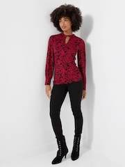 Joe Browns Violet High Neck Jersey Printed Top With Cut Out Detail - 5суретінің 3 суреті