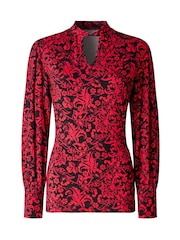 Joe Browns Violet High Neck Jersey Printed Top With Cut Out Detail - 5суретінің 5 суреті