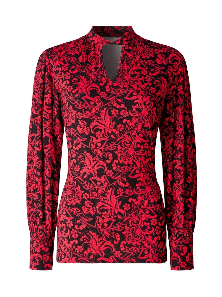 Joe Browns Violet High Neck Jersey Printed Top With Cut Out Detail - 5суретінің 5 суреті