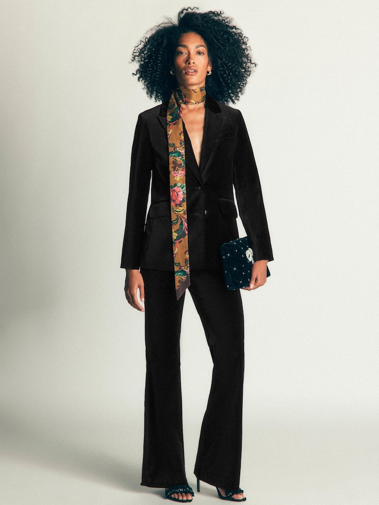 Boden Black Flare Velvet Trousers - Image 1 of 6 Boden Black Flare Velvet Trousers - Image 1 of 6