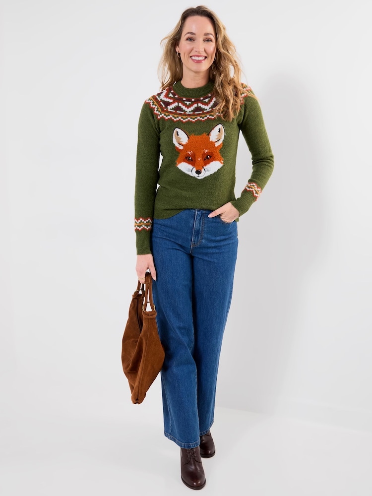 Joe Browns Green Fantastic Fox Embroidered Jumper - Image 2 of 8
