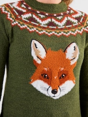 Joe Browns Green Fantastic Fox Embroidered Jumper - Image 7 of 8