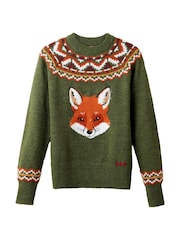 Joe Browns Green Fantastic Fox Embroidered Jumper - Image 8 of 8