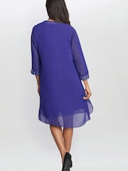 Gina Bacconi Blue Joseline Short Chiffon Jacket Dress With Beaded Neckline - Image 2 of 6