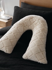 Catherine Lansfield Cosy and Soft Diamond Fleece V-Shaped Cushion - Image 1 of 3