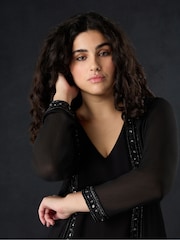 Live Unlimited Black Curve Embellished Chiffon Edge to Edge Jacket - Image 3 of 4