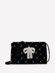 Boden Black Velvet Embellished Bag - Image 2 of 5