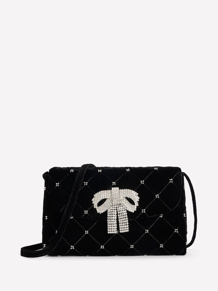 Boden Black Velvet Embellished Bag - Image 2 of 5