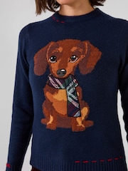 Joe Browns Blue Trixie Embroidered Sausage Dog Jumper - Image 4 of 5