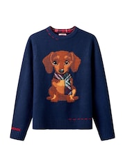 Joe Browns Blue Trixie Embroidered Sausage Dog Jumper - Image 5 of 5