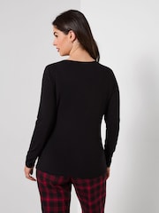 Joe Browns Black Serena Long Sleeve Jersey Top With Cut Out Detail - Image 2 of 5