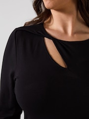 Joe Browns Black Serena Long Sleeve Jersey Top With Cut Out Detail - Image 3 of 5