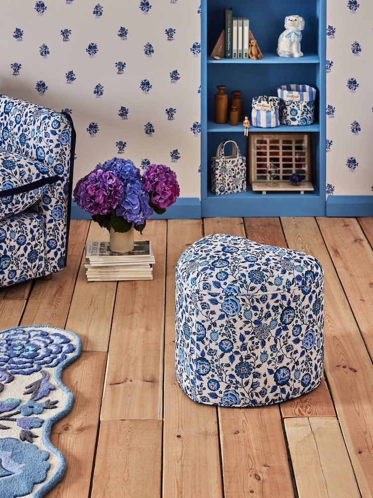 Cath Kidston Strawberry Garden Blue Locket Heart Shaped Stool - Image 3 of 5