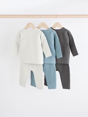 Grey/Blue Baby Top and Leggings 6 Piece Set - Image 2 of 13
