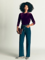 Boden Purple Lace Trim Velvet Top - Image 4 of 5