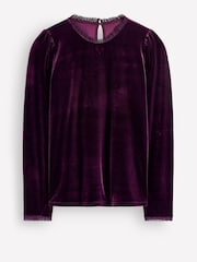 Boden Purple Lace Trim Velvet Top - Image 5 of 5
