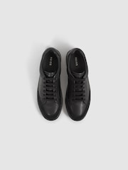 Reiss All Black Ashley Leather Low Top Trainers - Image 3 of 5