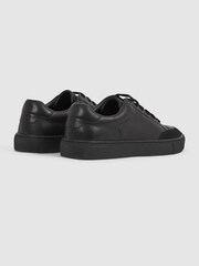 Reiss All Black Ashley Leather Low Top Trainers - Image 4 of 5