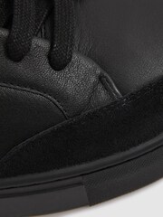 Reiss All Black Ashley Leather Low Top Trainers - Image 5 of 5