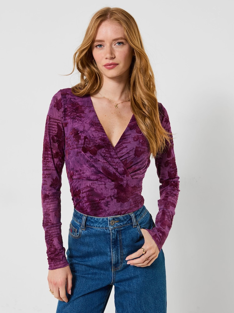 Joe Browns Butterfly Scripture Mesh Wrap Top - Bild 2 von 5 Joe Browns Butterfly Scripture Mesh Wrap Top - Bild 2 von 5