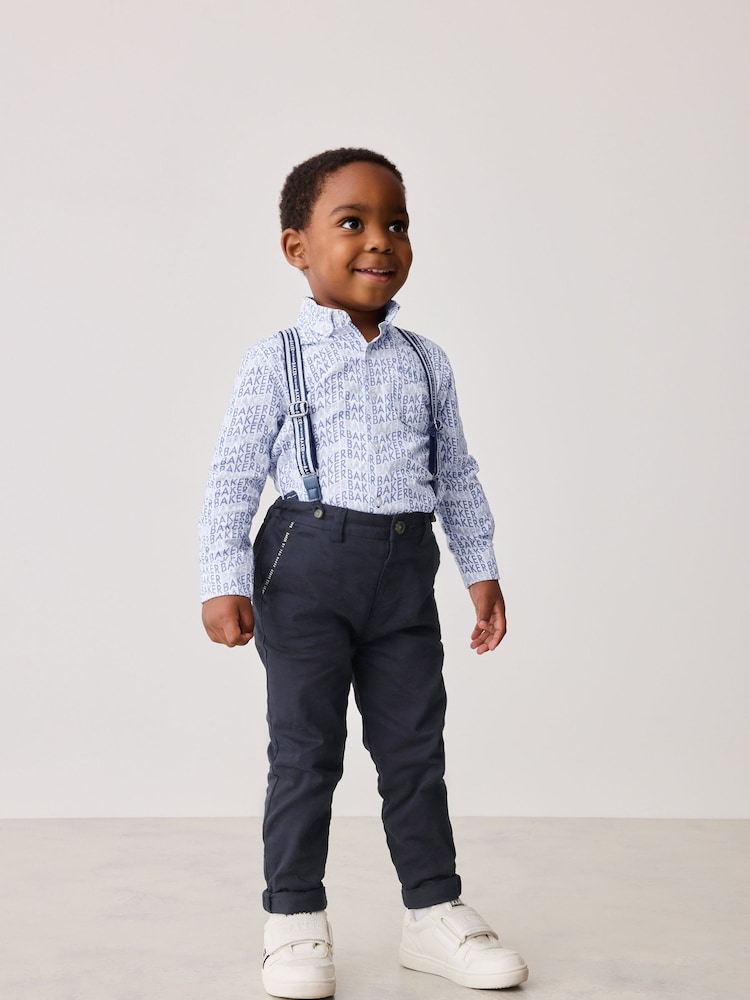 Baker by Ted Baker Navy Shirt Trousers and Braces Set - Image 1 of 15