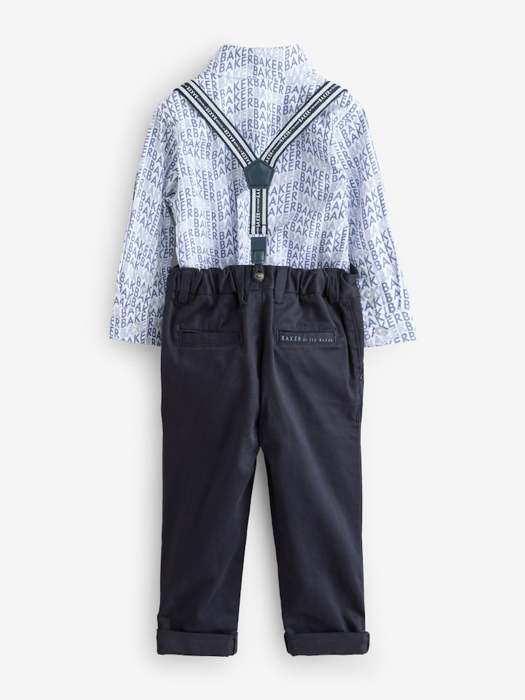 Baker by Ted Baker Navy Shirt Trousers and Braces Set - Image 10 of 15