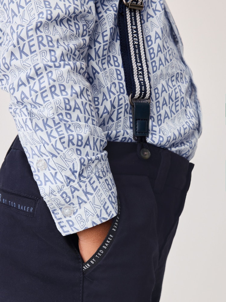 Baker by Ted Baker Navy Shirt Trousers and Braces Set - Image 8 of 15