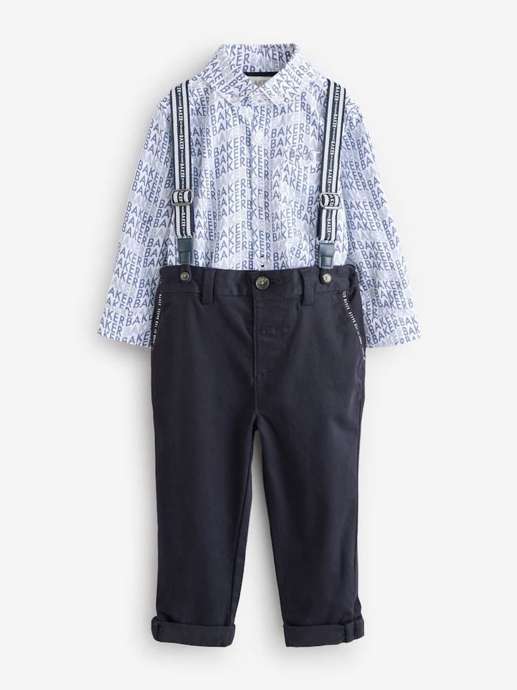 Baker by Ted Baker Navy Shirt Trousers and Braces Set - Image 9 of 15