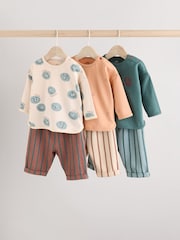 Teal Faces Baby Top and Leggings 100% Cotton Set 6 Pack - Image 1 of 16