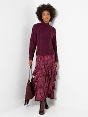 Joe Browns Freya Cable Knit High Neck Jumper - Attēls 3 no 6