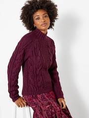 Joe Browns Freya Cable Knit High Neck Jumper - Attēls 5 no 6