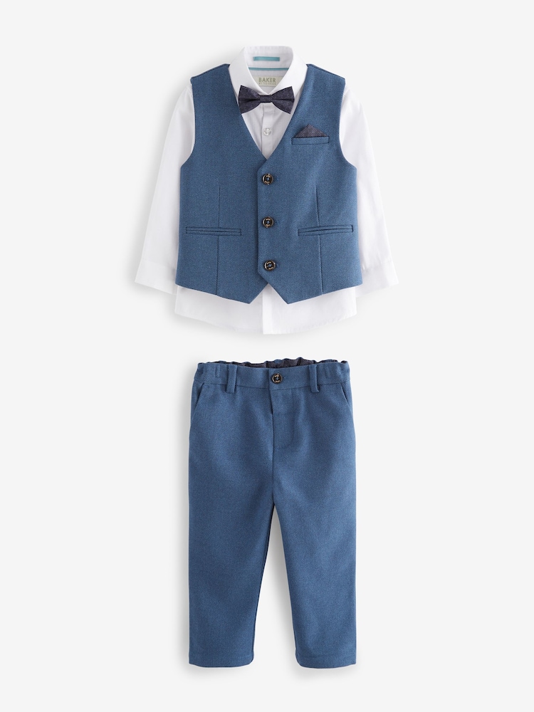 Blau - Baker by Ted Baker Set mit Weste, Hemd und Hose - Image 6 of 11