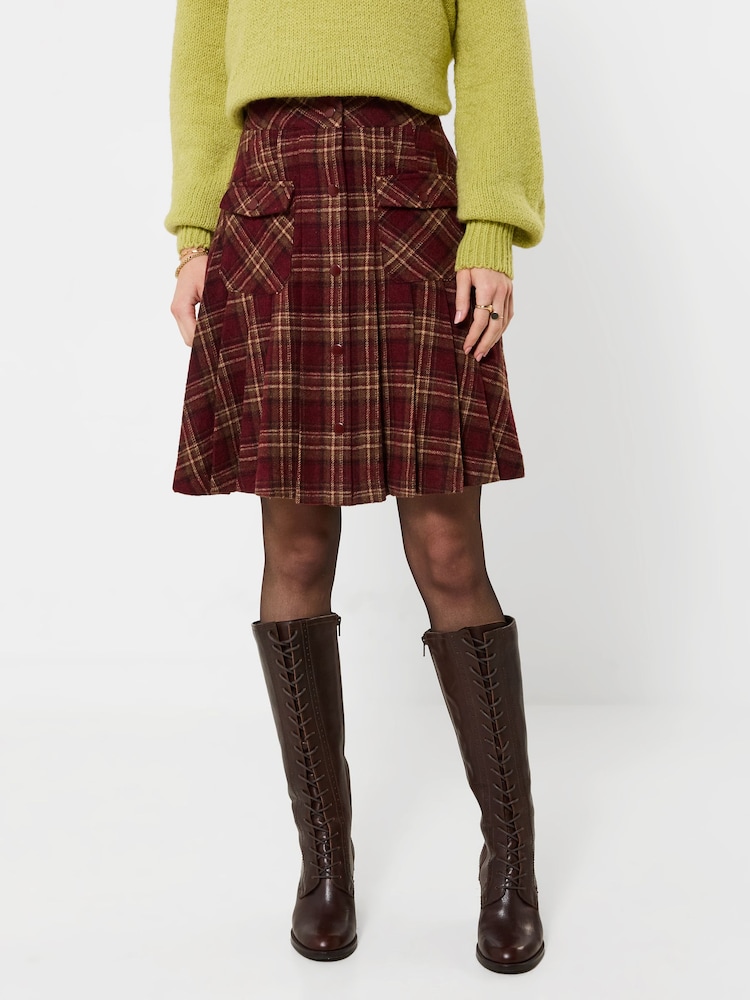 Joe Browns Red Checked Pleated Mini Skirt With Pockets - Image 1 of 5 Joe Browns Red Checked Pleated Mini Skirt With Pockets - Image 1 of 5
