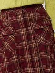 Joe Browns Red Checked Pleated Mini Skirt With Pockets - Image 4 of 5