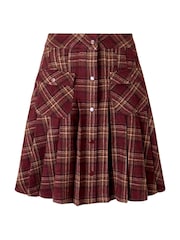 Joe Browns Red Checked Pleated Mini Skirt With Pockets - Image 5 of 5